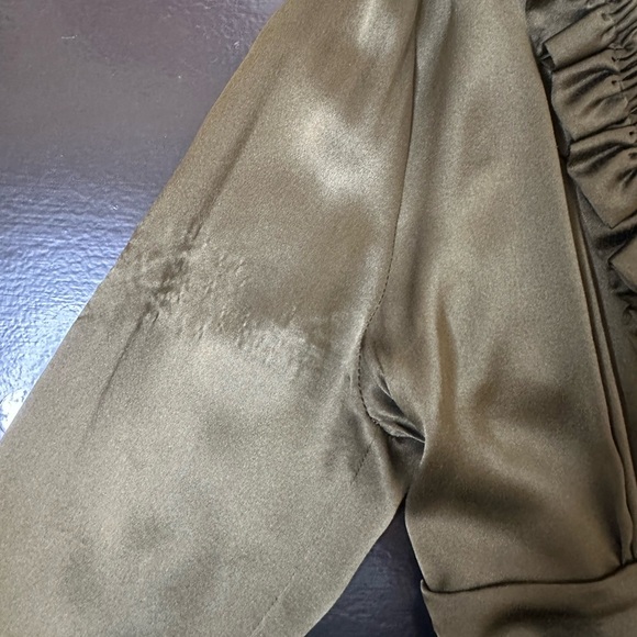 Y2K Burberry Prorsum Olive Green Ruched Blouse - Picture 14 of 16